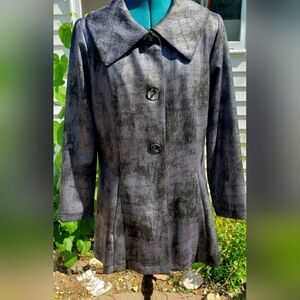 Modes Crystal Silver/Black Button Jacket/Blouse Size L